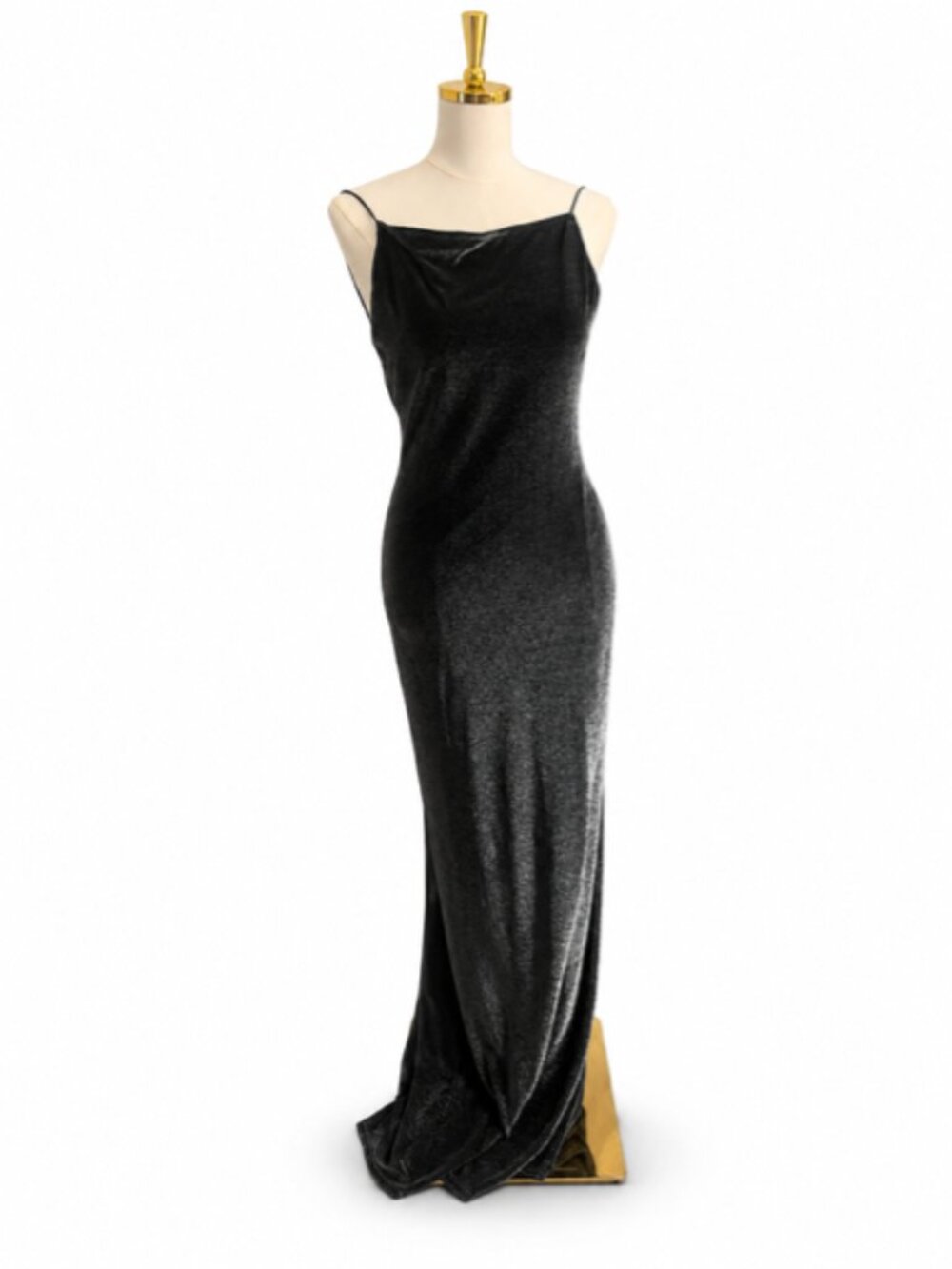 Vintage 1999 ABS Evening by Allen Schwartz: Silver & Black Shimmer Gown